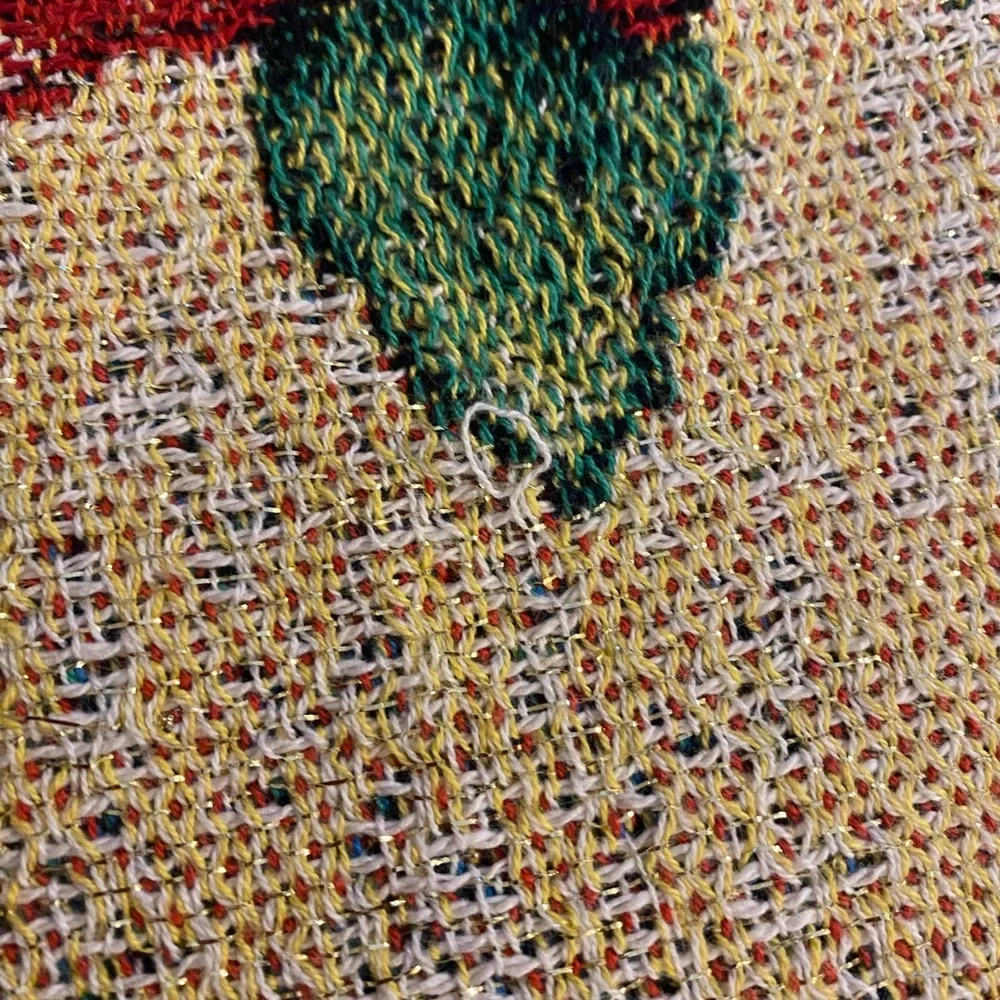 Christmas Tapestry Throw Blanket Poinsettia Holly Berries 50 x 60 Made in USA